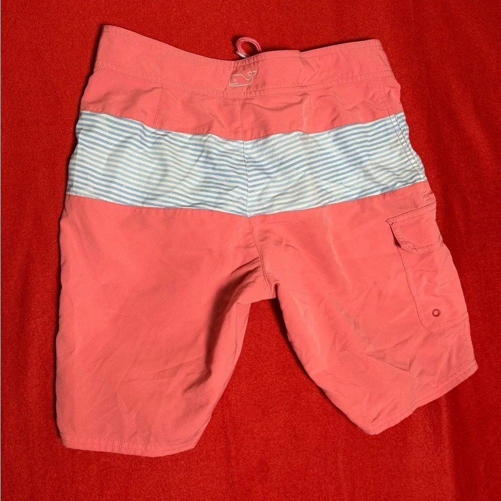 Vineyard Vines Men's Coral & Stripe Bathing Suit Board Shorts Sz 30